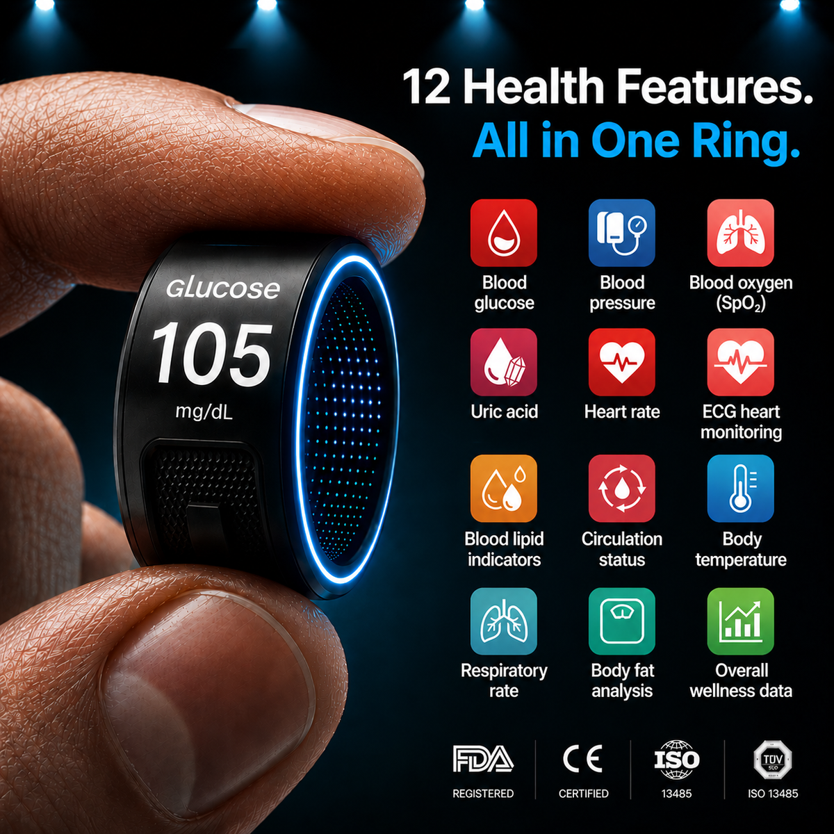 🎉 80% OFF Launch Offer💝G1 Non-Invasive Smart Ring